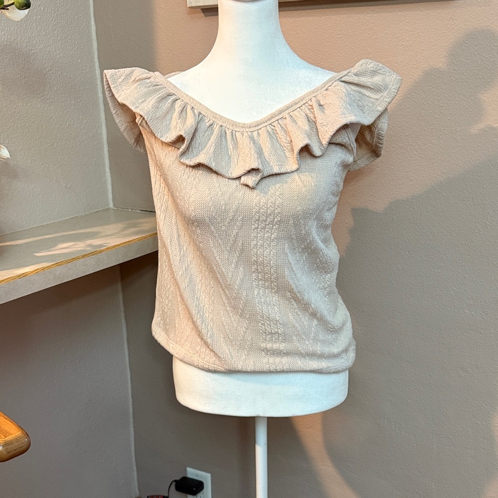 BiBi Beige Ruffled Blouse